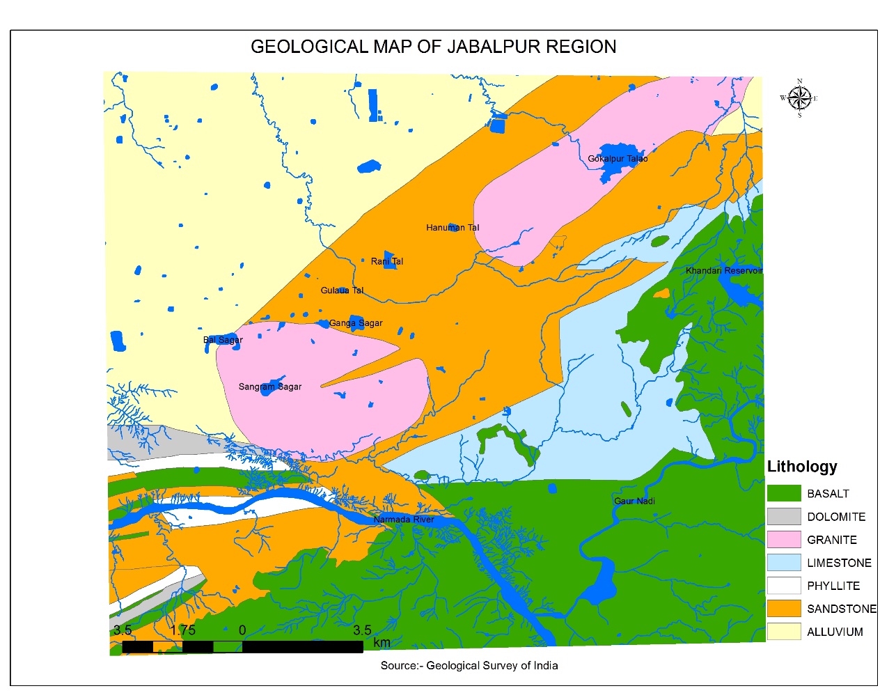Geological map of Jabalpur