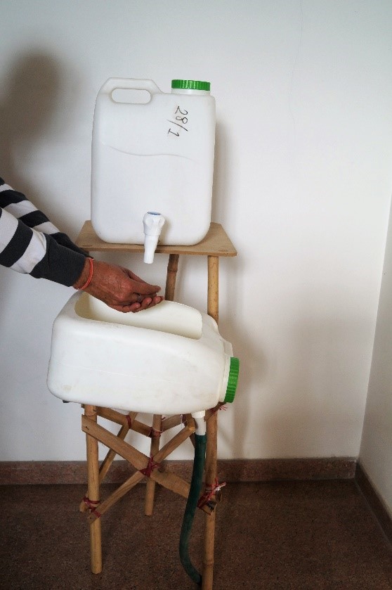 Low cost bamboo handwashing station designed by Sehgal (Image Source: Sehgal Foundation)