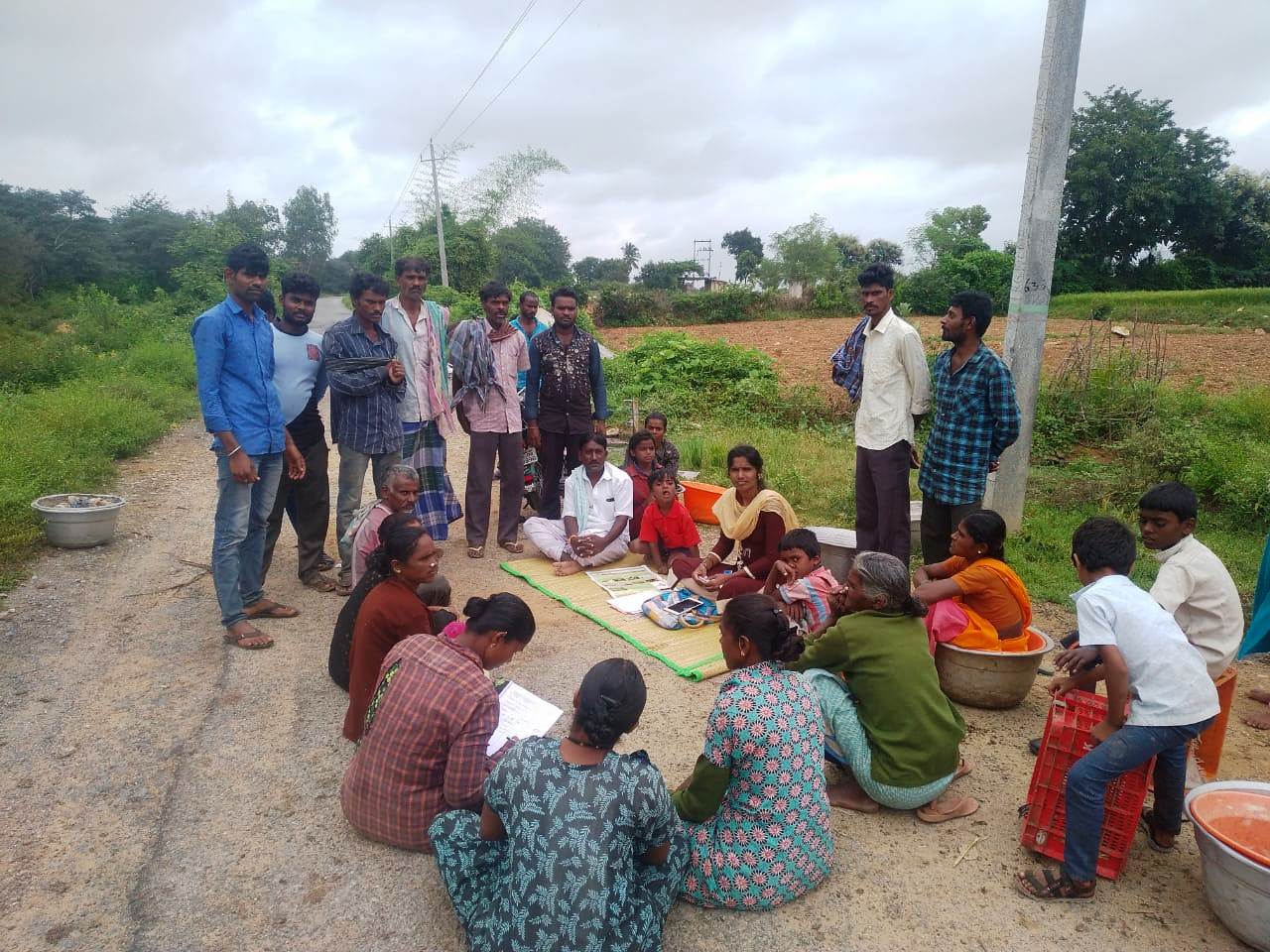 Meeting with wage seekers regarding implementation of approved works under MGNREGA, Kundarasanahalli, Donimadagu GP, Bangarpet taluk