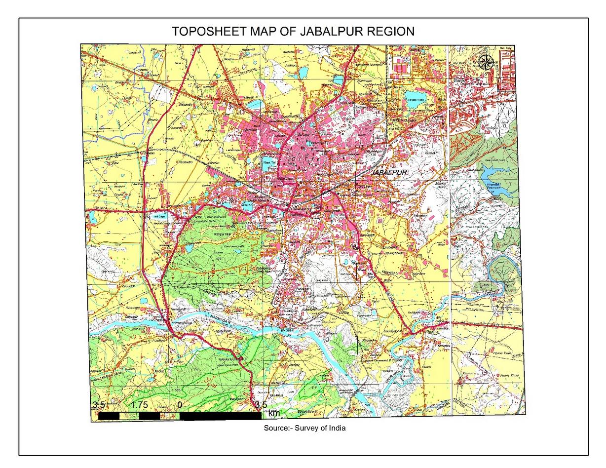 Toposheet of Jabalpur region (Source: Survey of India)
