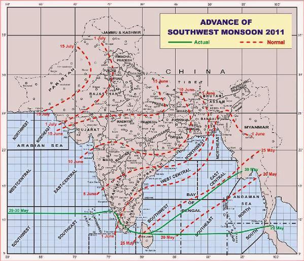 Advance of southwest monsoon 2011