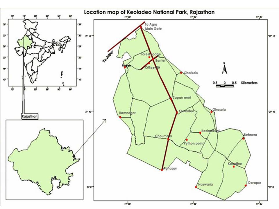 Location map of Keoladeo National park