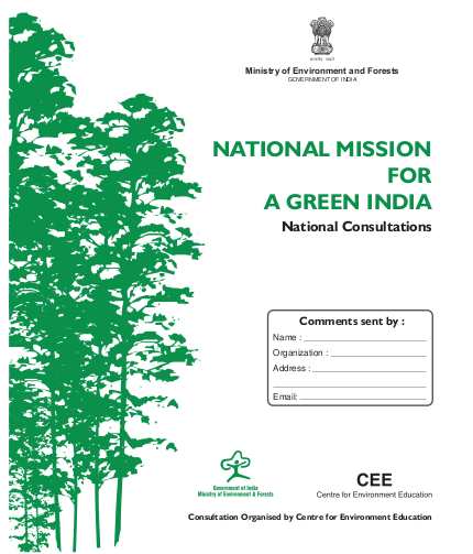 cover page of the Green India mission document