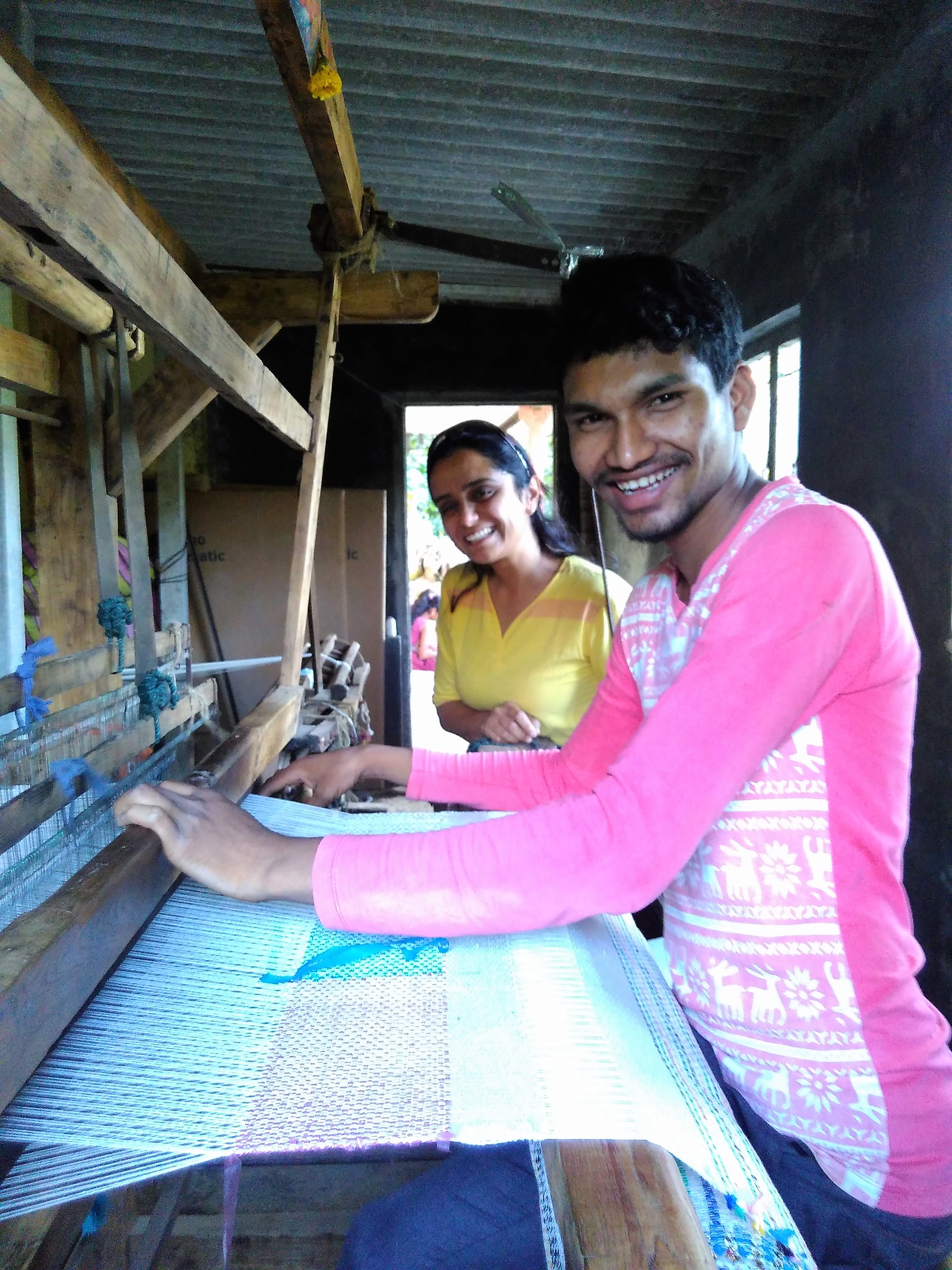 The processed plastic from the charkha is woven like cloth or fabric using a loom in Dadra and Nagar Haveli. (Image Source: Amita Deshpande).