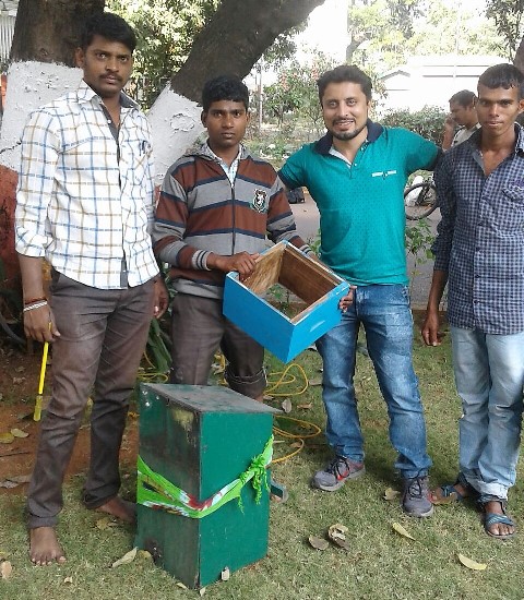 Amit with his team members from Bee Basket. (Image source: Amit Godse)