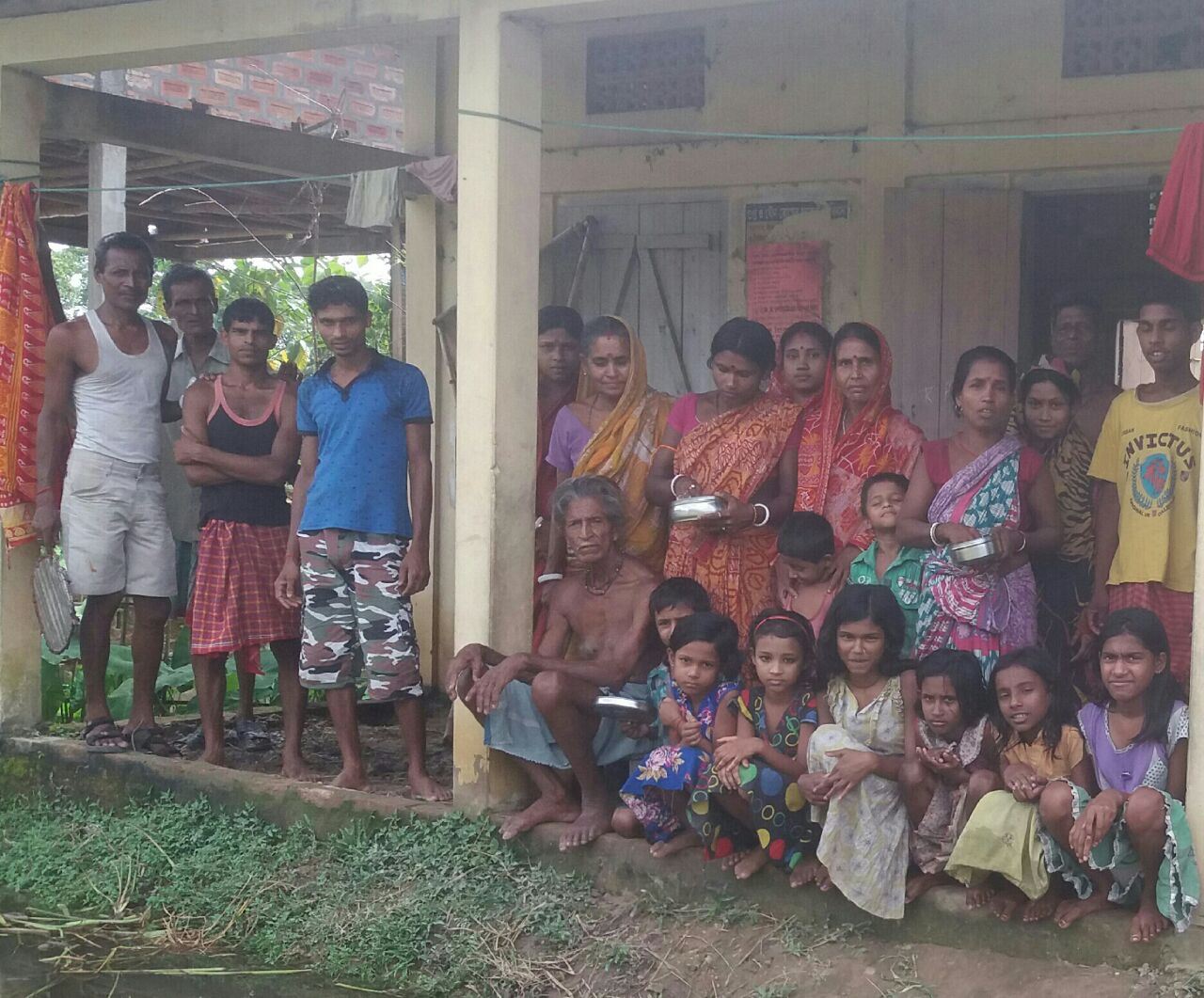 Flood-hit people at a relief camp in Suprakandi, south Assam.