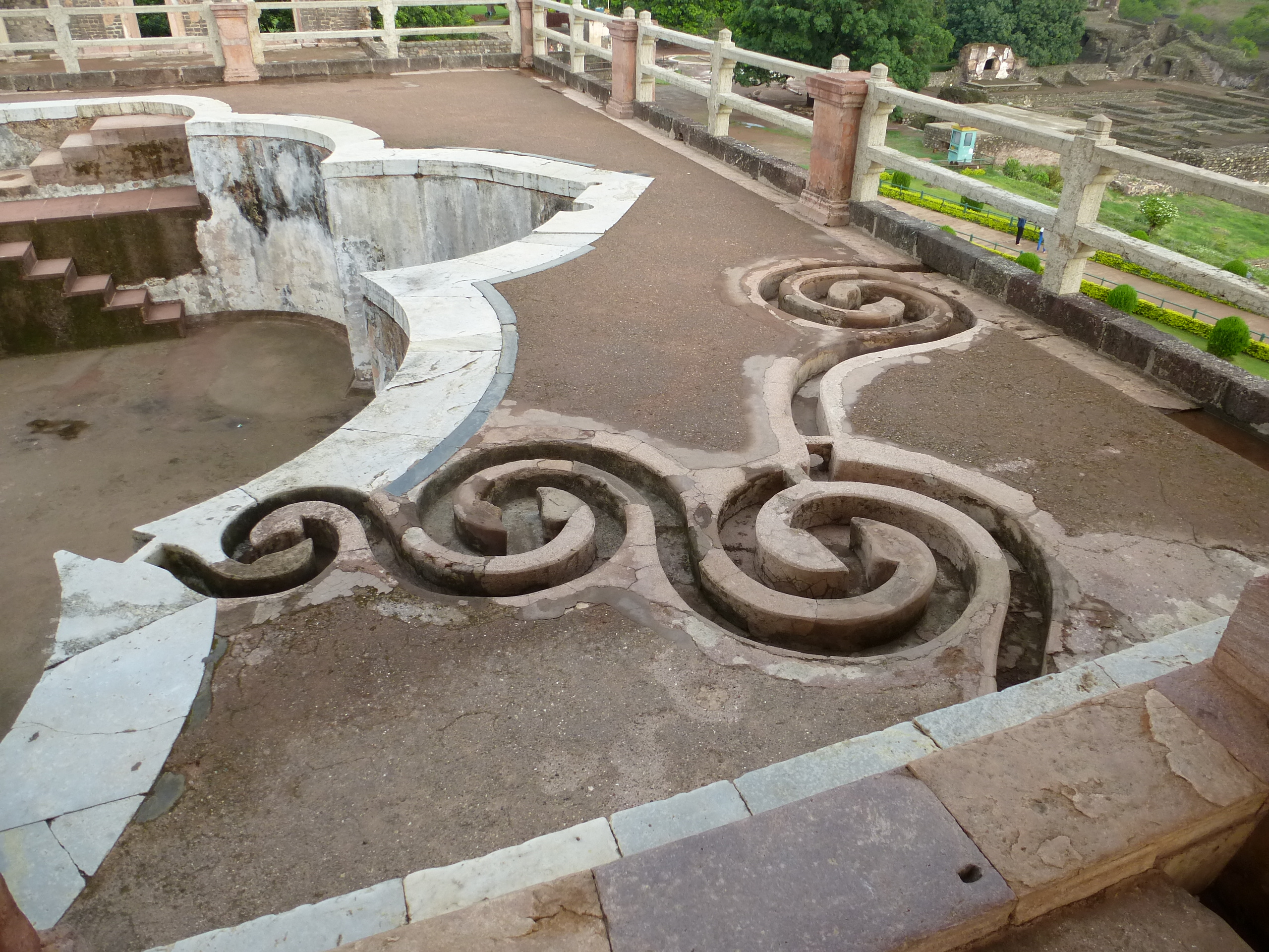 Kamal (or Lotus) pond showing its sinuous feeder channel