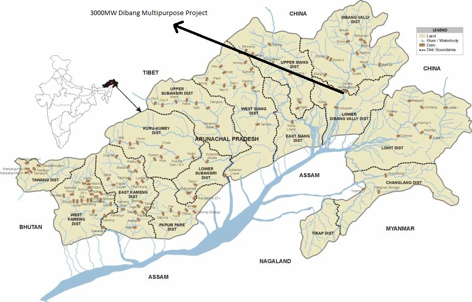 Proposed location of the Dibang dam