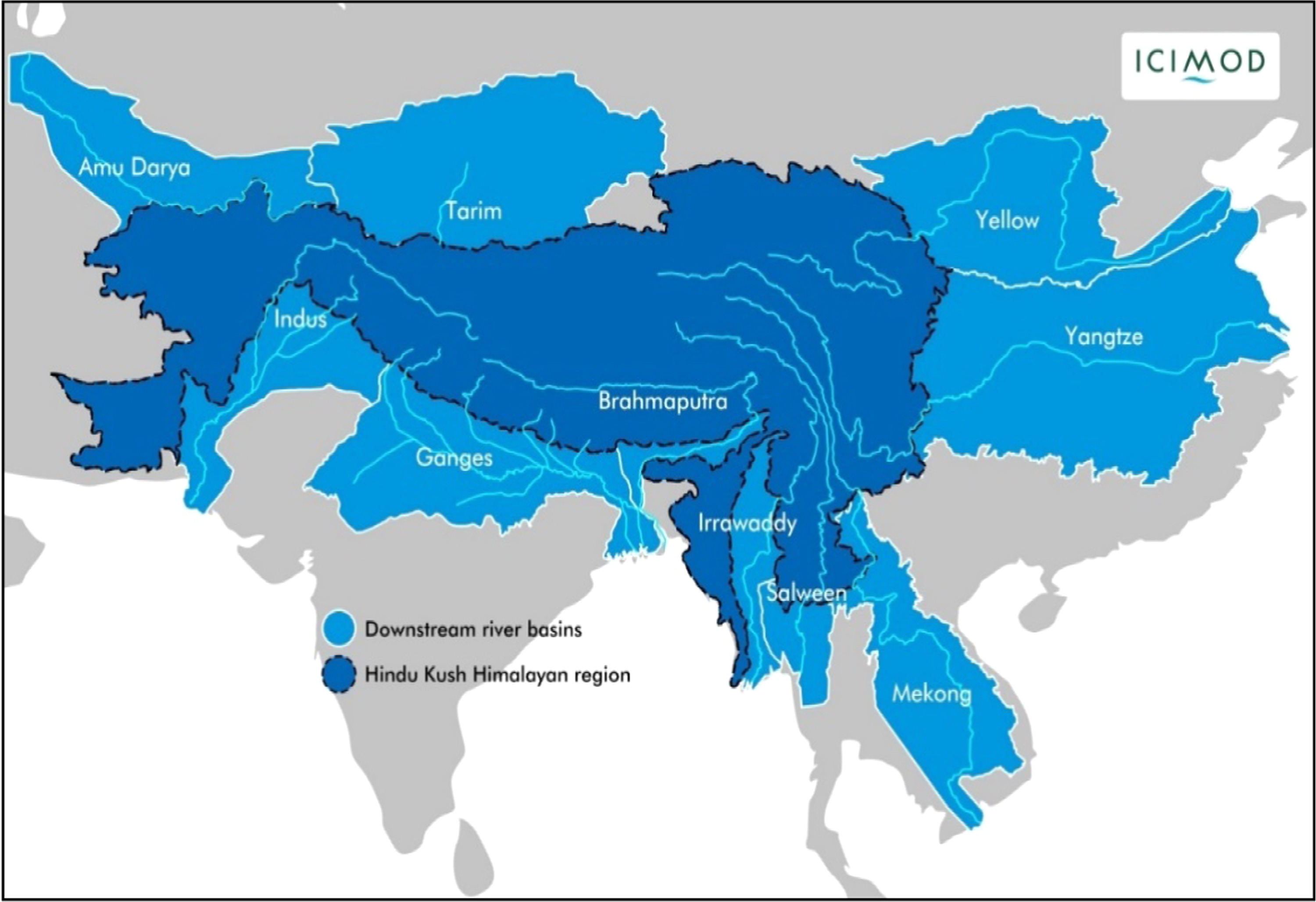 The river basins in the Hindu Kush Himalayas (Image: Abid Hussain et al)