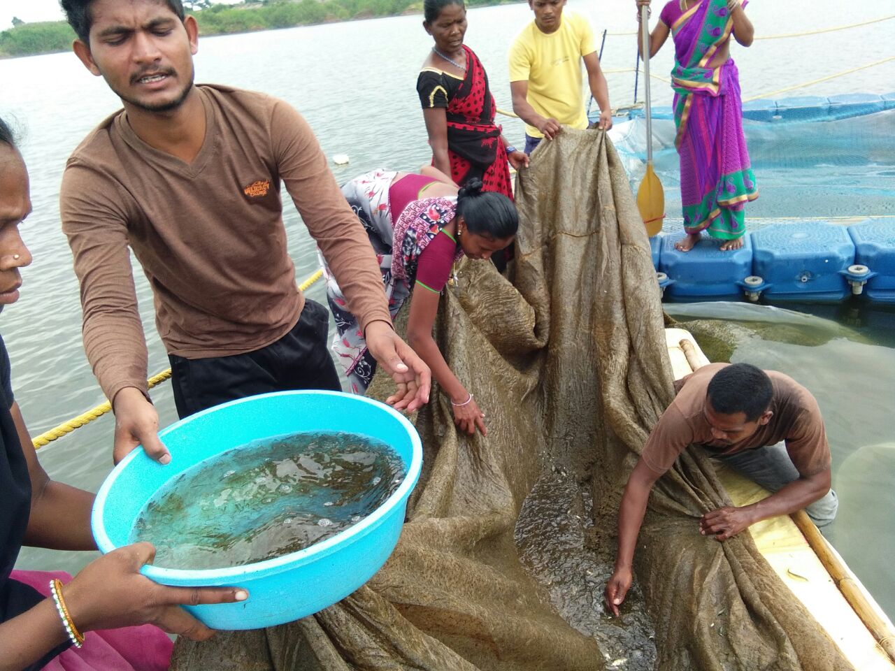 Members of the SHG set the stage for fish rearing.