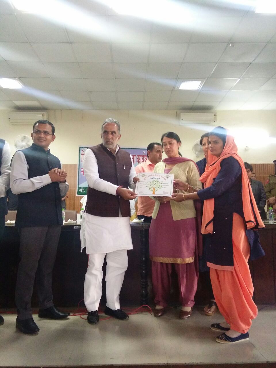 Awards being given to the gram sarpanches. (Pic courtesy: Abhinav Vats)