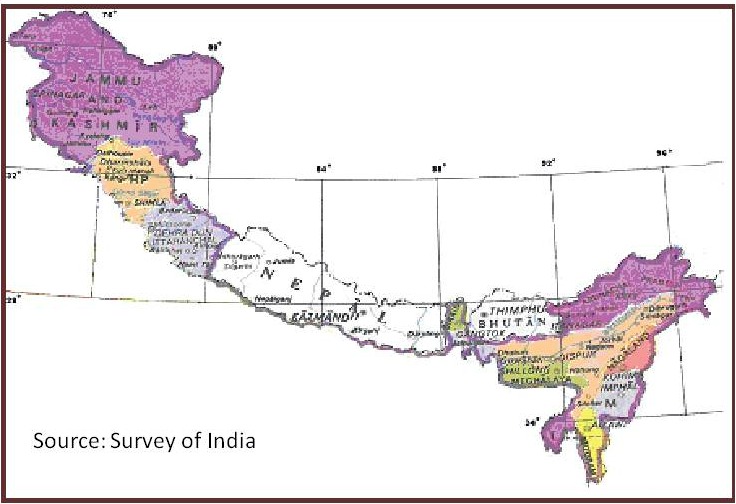 Map of the Indian Himalayan States