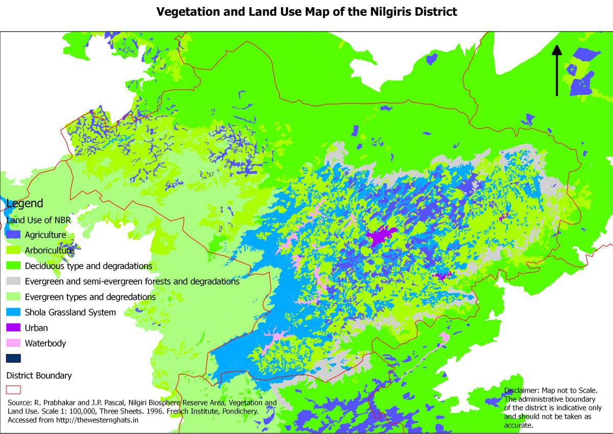 Vegetation and land use map of the Nilgiris