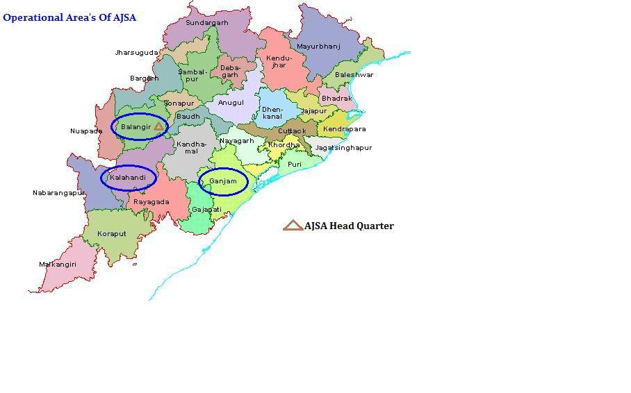 Map of AJSA area of operation in Odisha