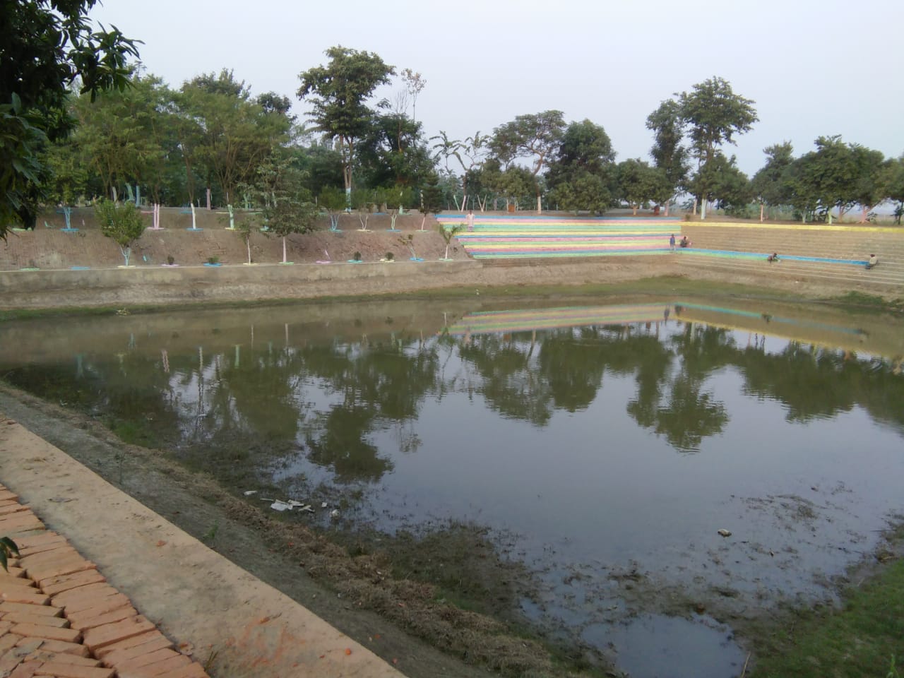 Excess water in the canal is diverted to the pond
