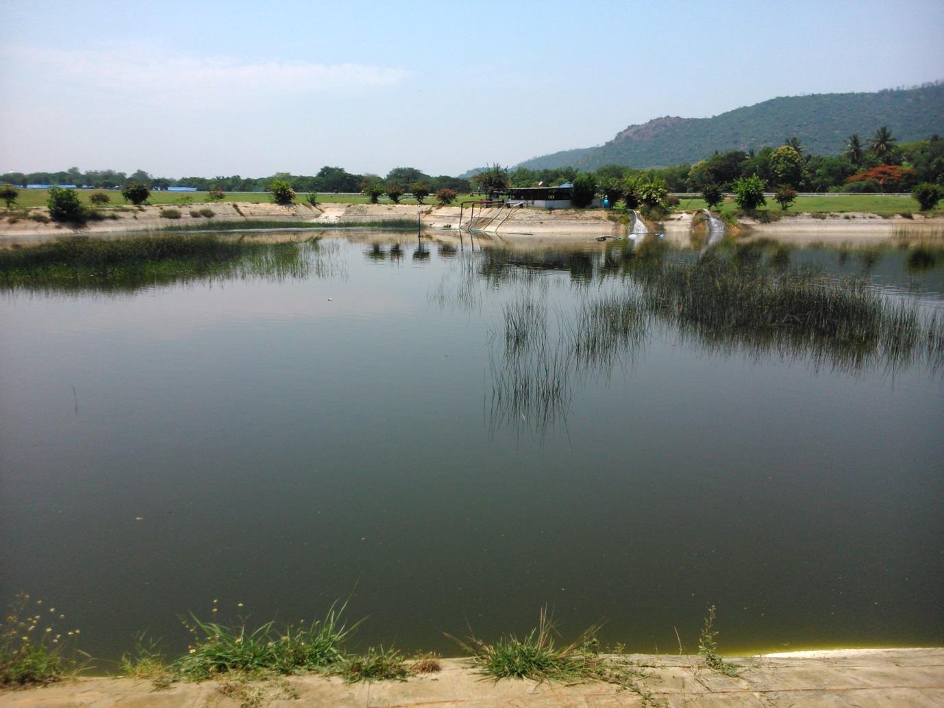 Pond used for temporary storage of treated wastewater