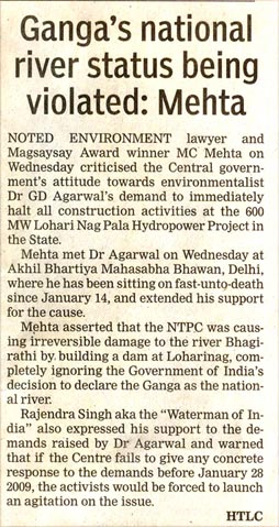 Ganga's National river status being violated