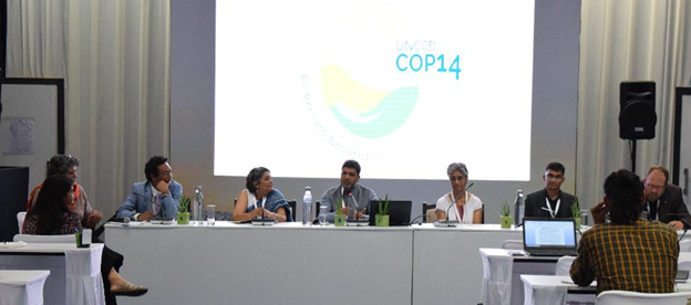 WOTR Side-event on 'An economic perspective on sustainable land and watershed management to combat land degradation in India' at the UNCCD COP14, Delhi – 11 September, 2019 (Image Source: WOTR)