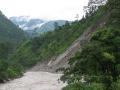 Landslide and a flooded river 