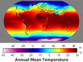Annual average temperature map (Source: Robert A. Rohde via Wikimedia Commons)