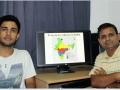Dr Manish Goyal (right) and Ashutosh Sharma with the ecosystem resilience map they developed.