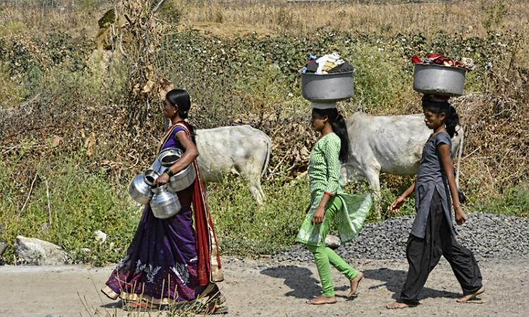Women bringing water from distance sources in summers (Source: IWP Flickr photos))
