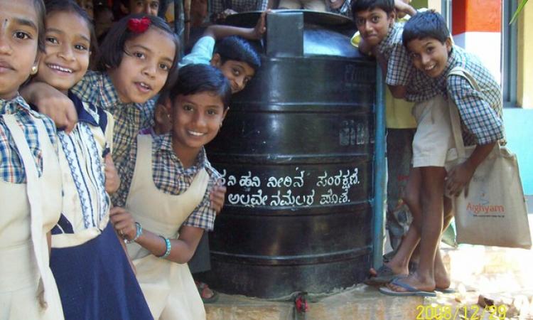 A rainwater harvesting set up in a school in Chickmangalur district (Source: IWP Flickr photos)