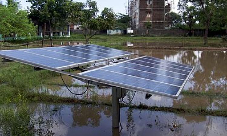 Solar panels in a farm (Source: Wikimedia Commons)
