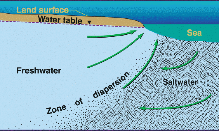 Process explaining seawater intrusion