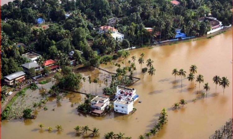 An aeriel view of the flooded locality of Aluva after heavy rains in Kerala. (Source: India TV)