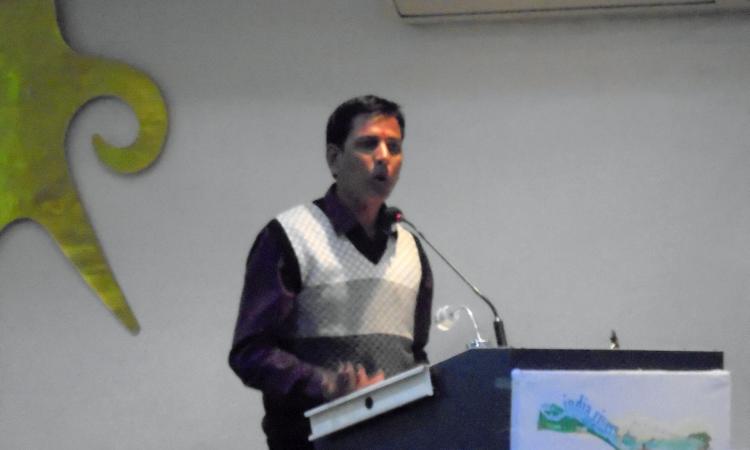 Mahaveer Singh Sukarlai speaks at the India Rivers Day.
