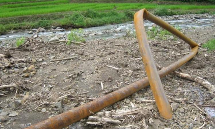 A damaged water pipeline in Nagaland