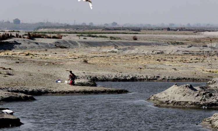 The parched Yamuna (Photo courtesy: The Indian Express)